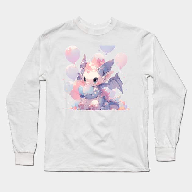 Dragon with Balloons Long Sleeve T-Shirt by HydraDreams